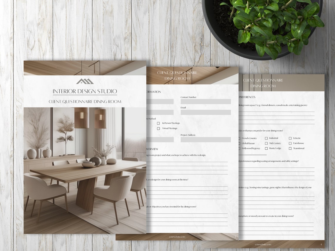 Interior Design Client Questionnaire Dining Room Template Client ...