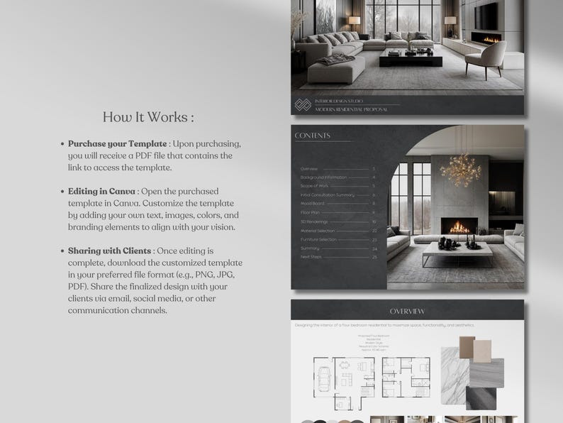 Minimalist Black Interior Design Project Proposal Template Design ...