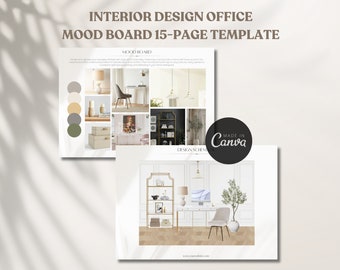 Interior Design Client Presentation Mood Board Template, Home Office Mood Board