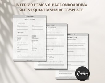 Interior Design Client Questionnaire, Client Questionnaire Template, Client Questionnaire Project Management, Client Onboarding