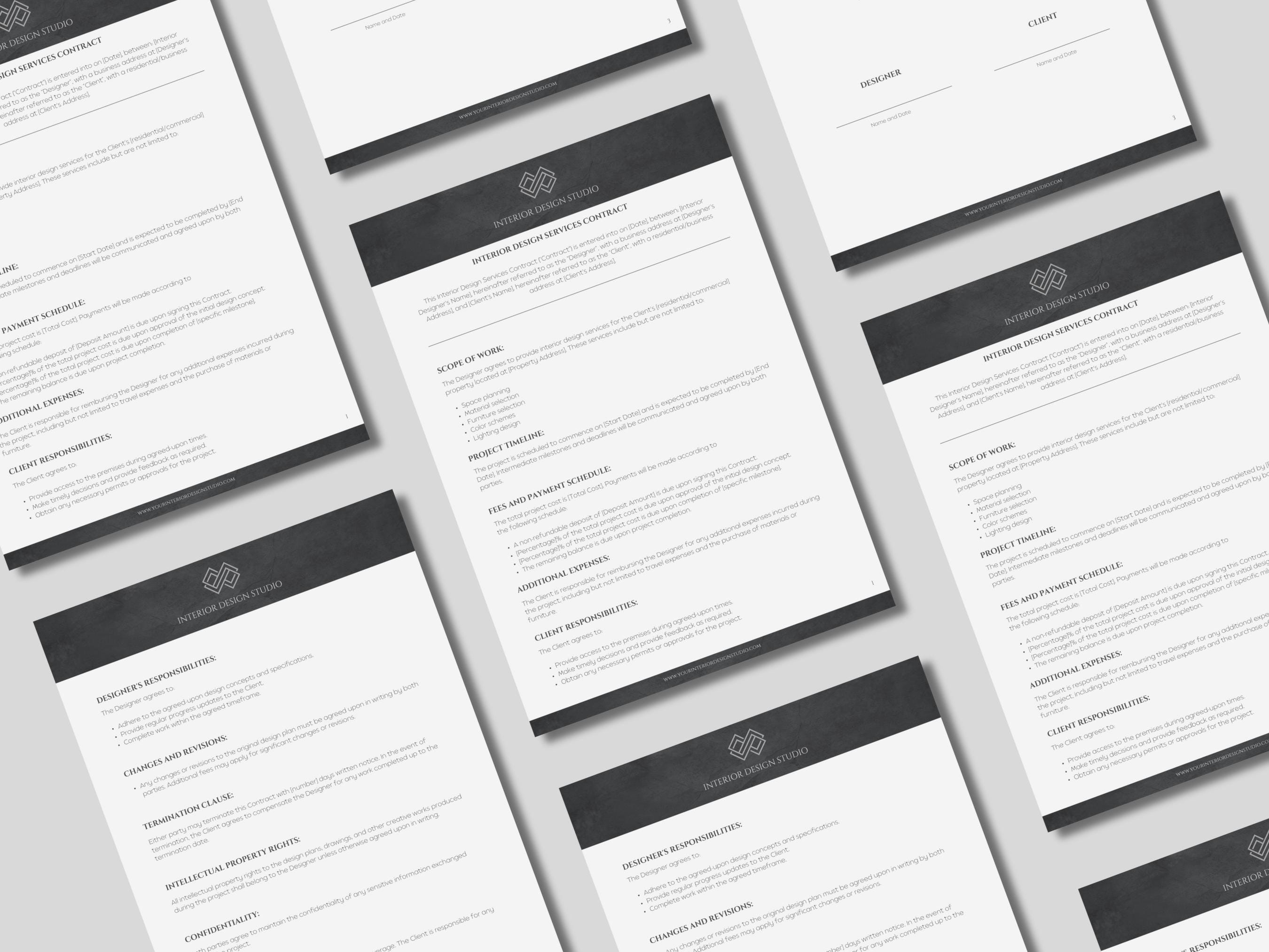 Modern Black Interior Design Client Contract and Project Proposal ...