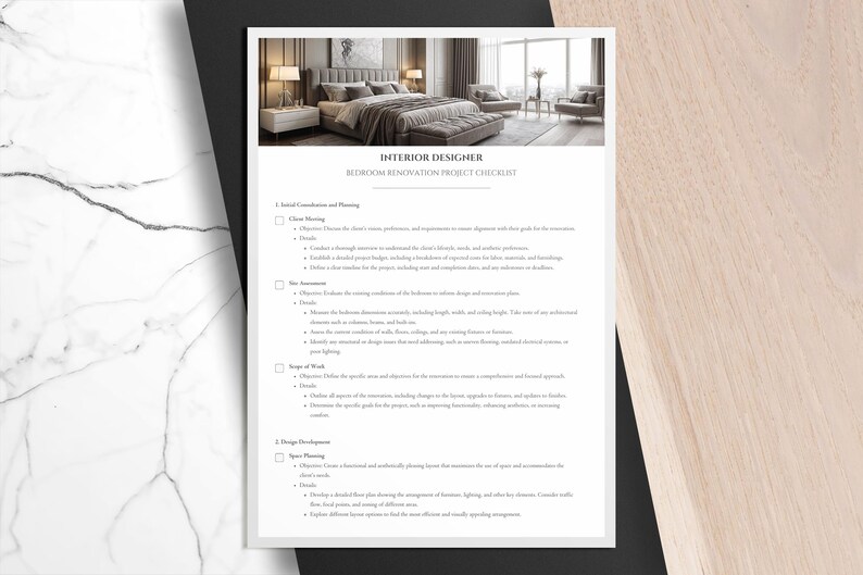 Interior Designer Checklist Bedroom Renovation Project Template ...