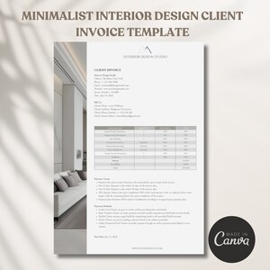 Factura de incorporación de clientes de diseño de interiores minimalista beige Gestión de proyectos de clientes Plantilla empresarial Propuesta de proyecto de diseñador de interiores
