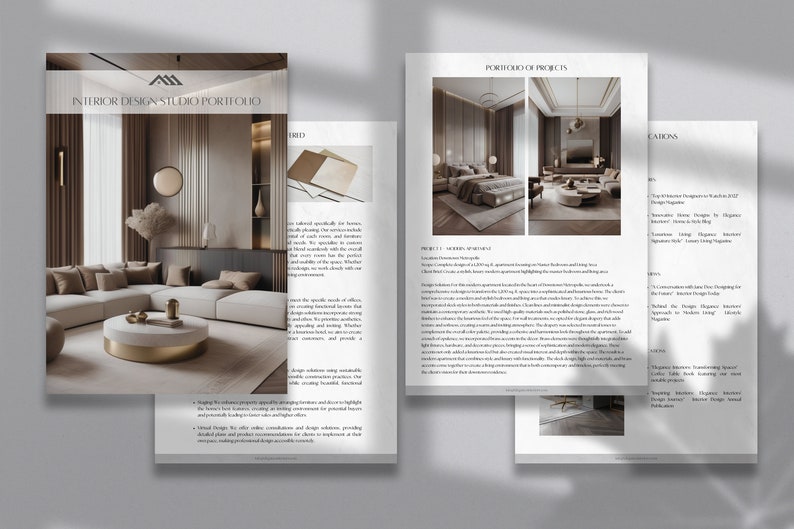 Minimalist Interior Design Studio Portfolio Template Onboarding Client ...