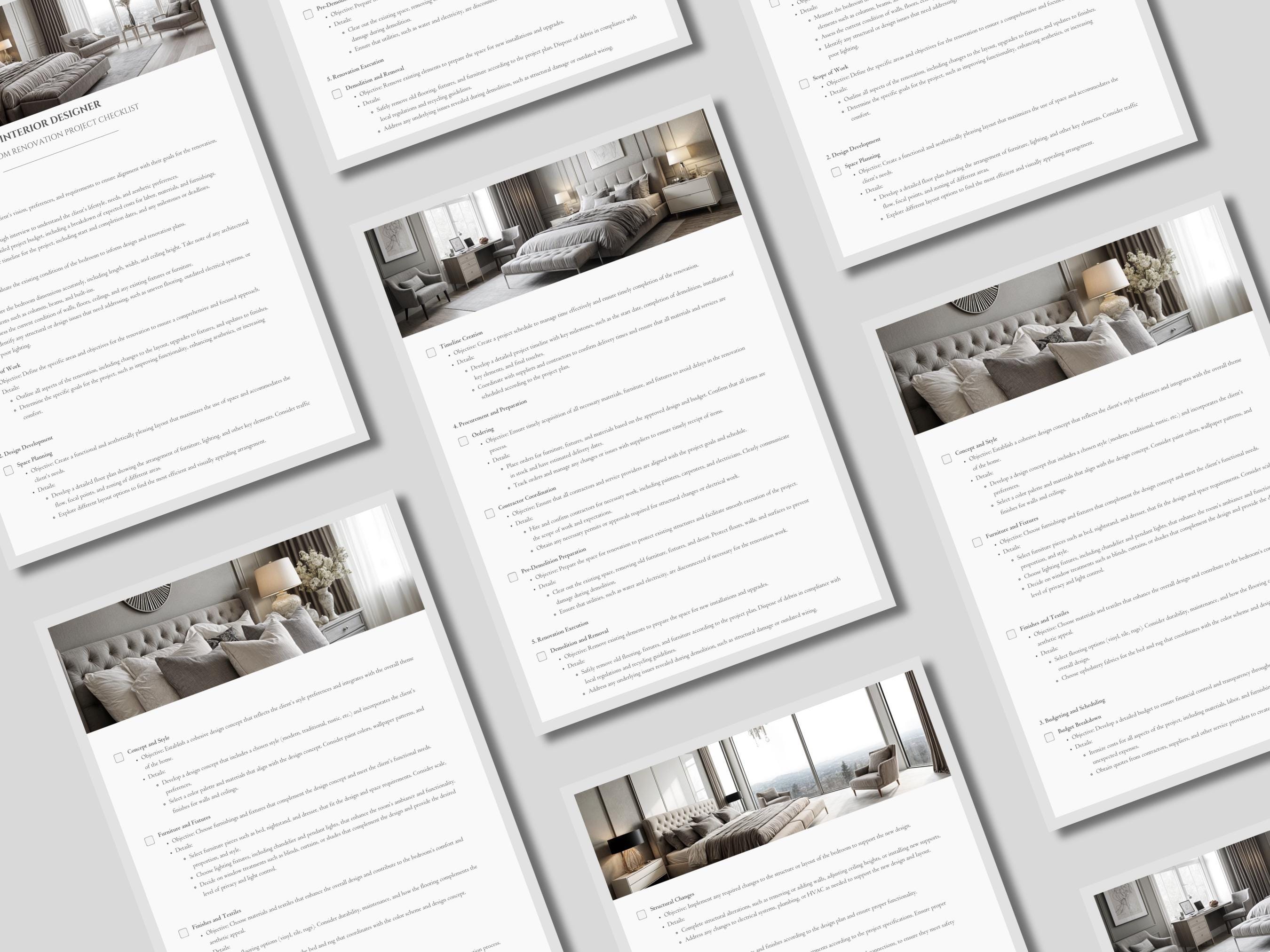 Interior Designer Checklist Bedroom Renovation Project Template ...