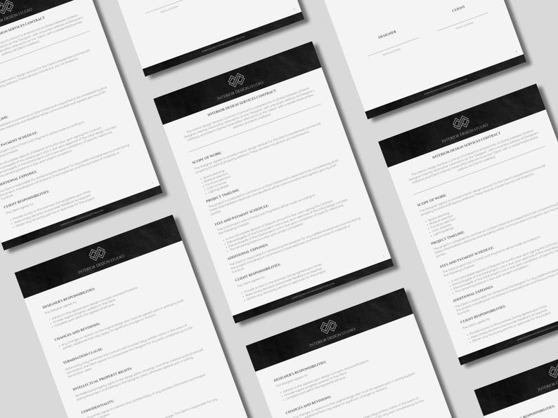 Minimalist Black Interior Design Client Contract Template Client ...