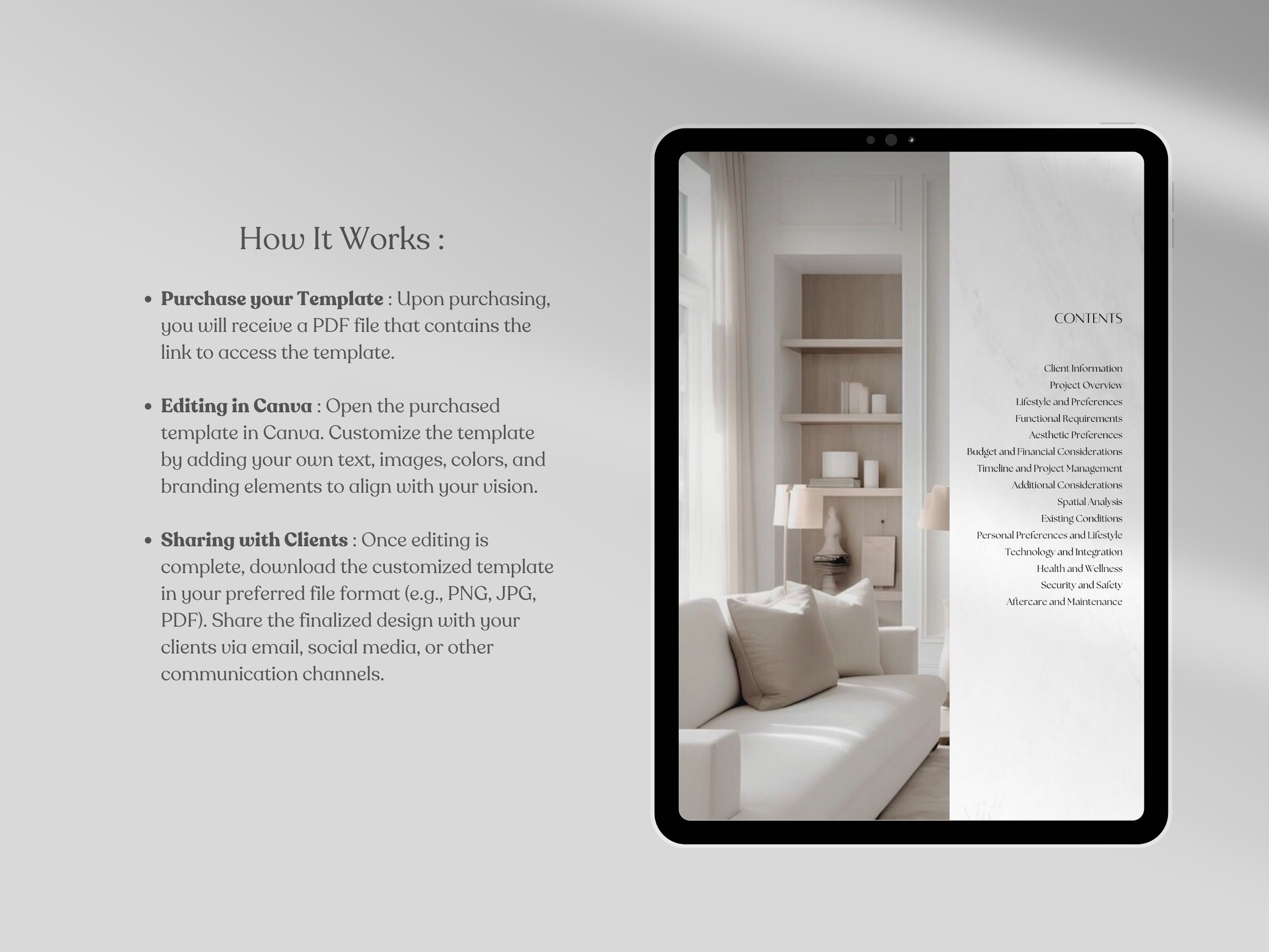 Minimalist Gray Interior Design Client Consultation Guide Template ...
