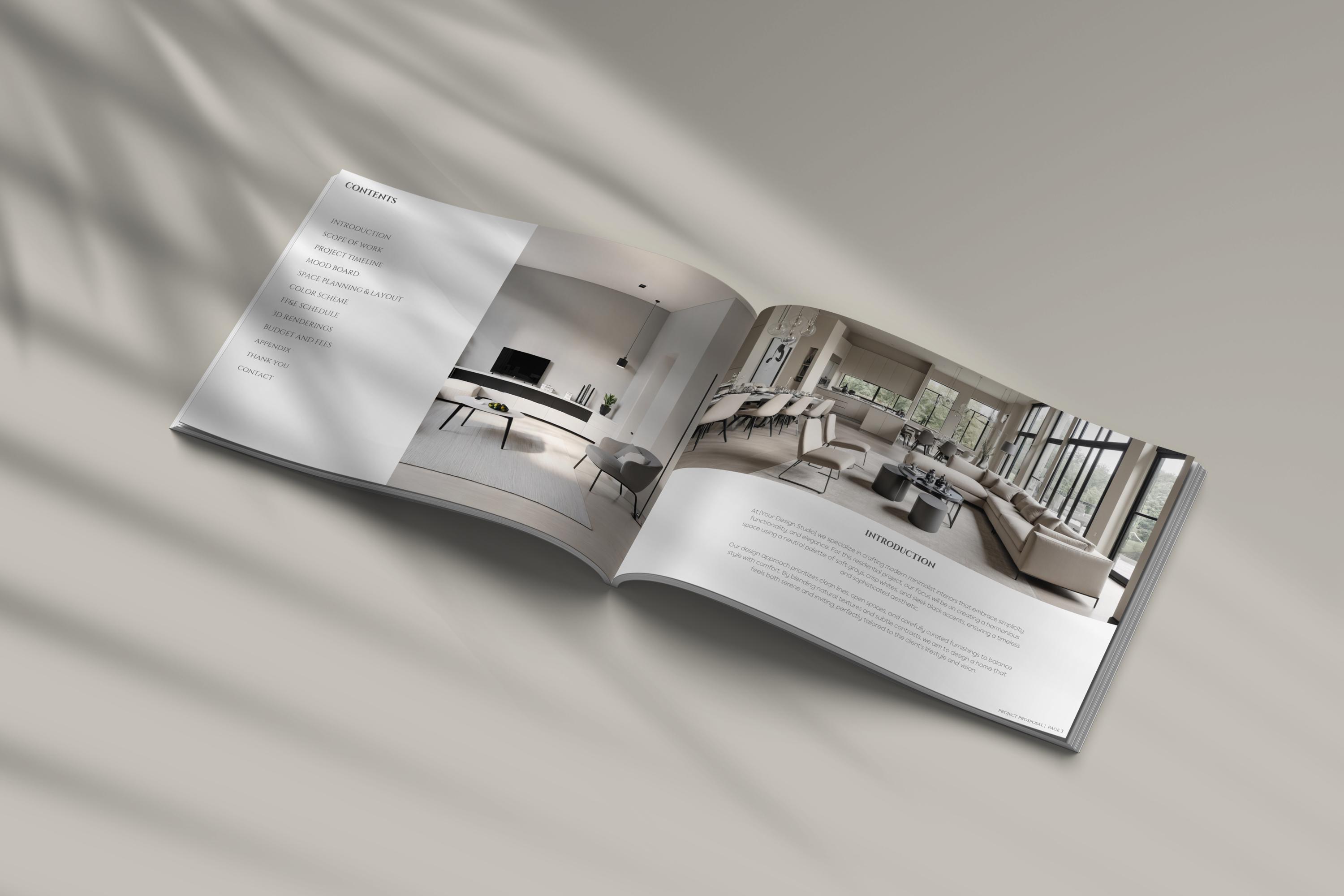 Interior Design Project Proposal Template, Modern Minimalist Design ...