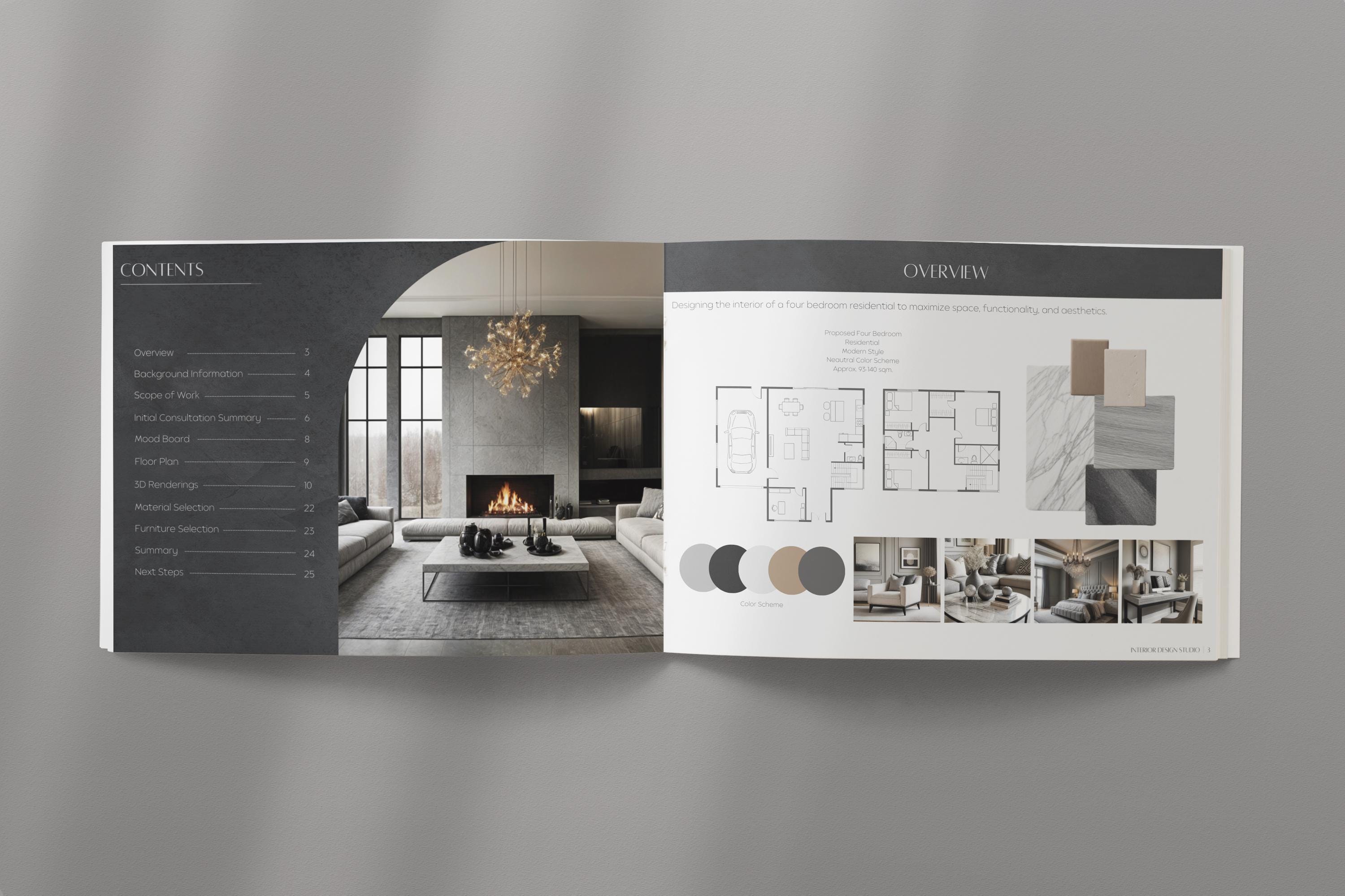 Minimalist Black Interior Design Project Proposal Template Design ...