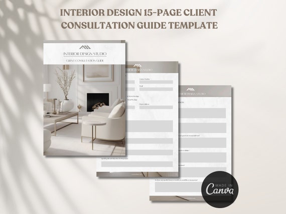 Minimalist Gray Interior Design Client Consultation Guide Template Client Onboarding Interior Design Client Questionnaire Project Proposal