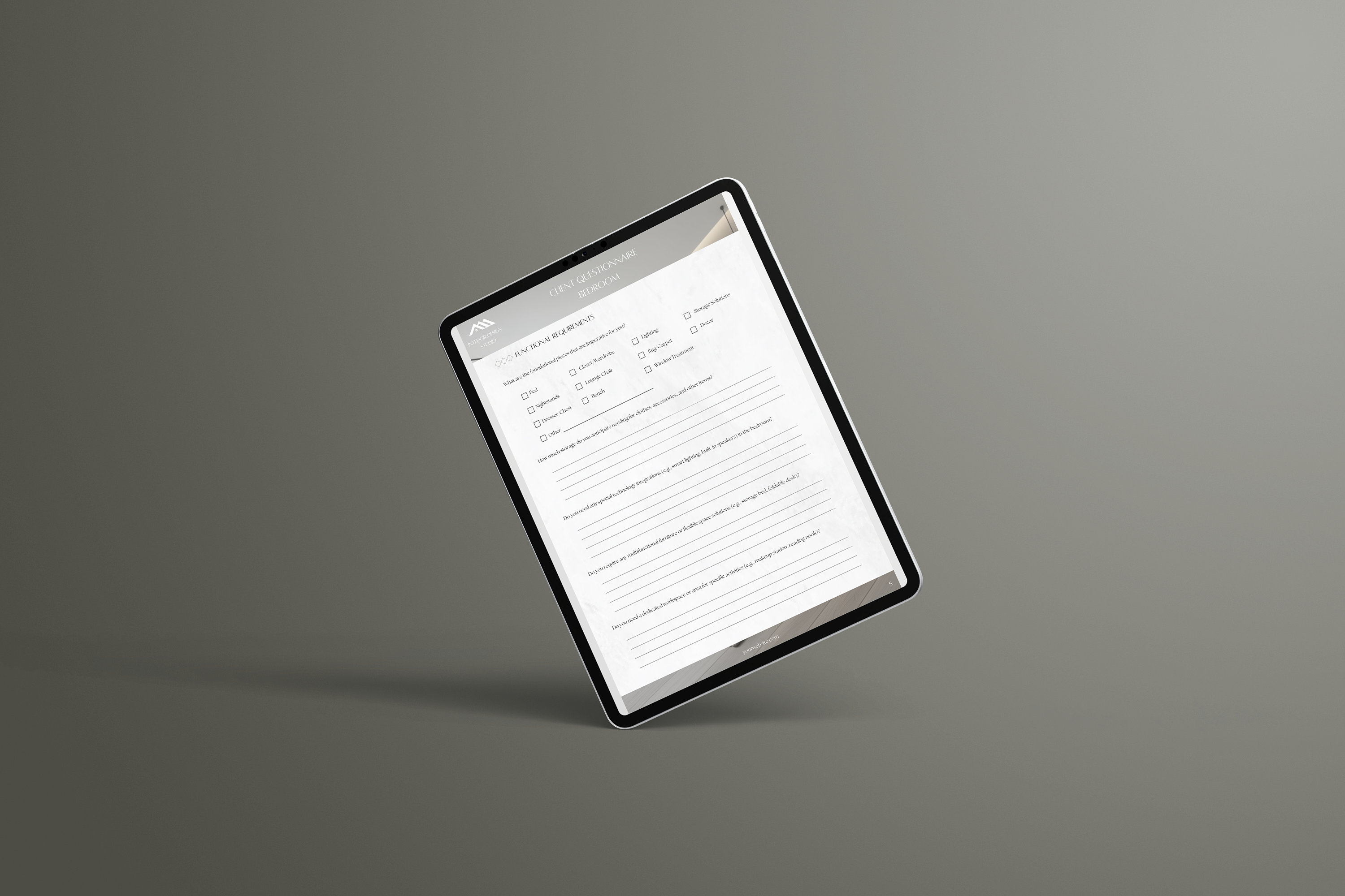 Interior Design Client Questionnaire Bedroom Template Client Onboarding ...
