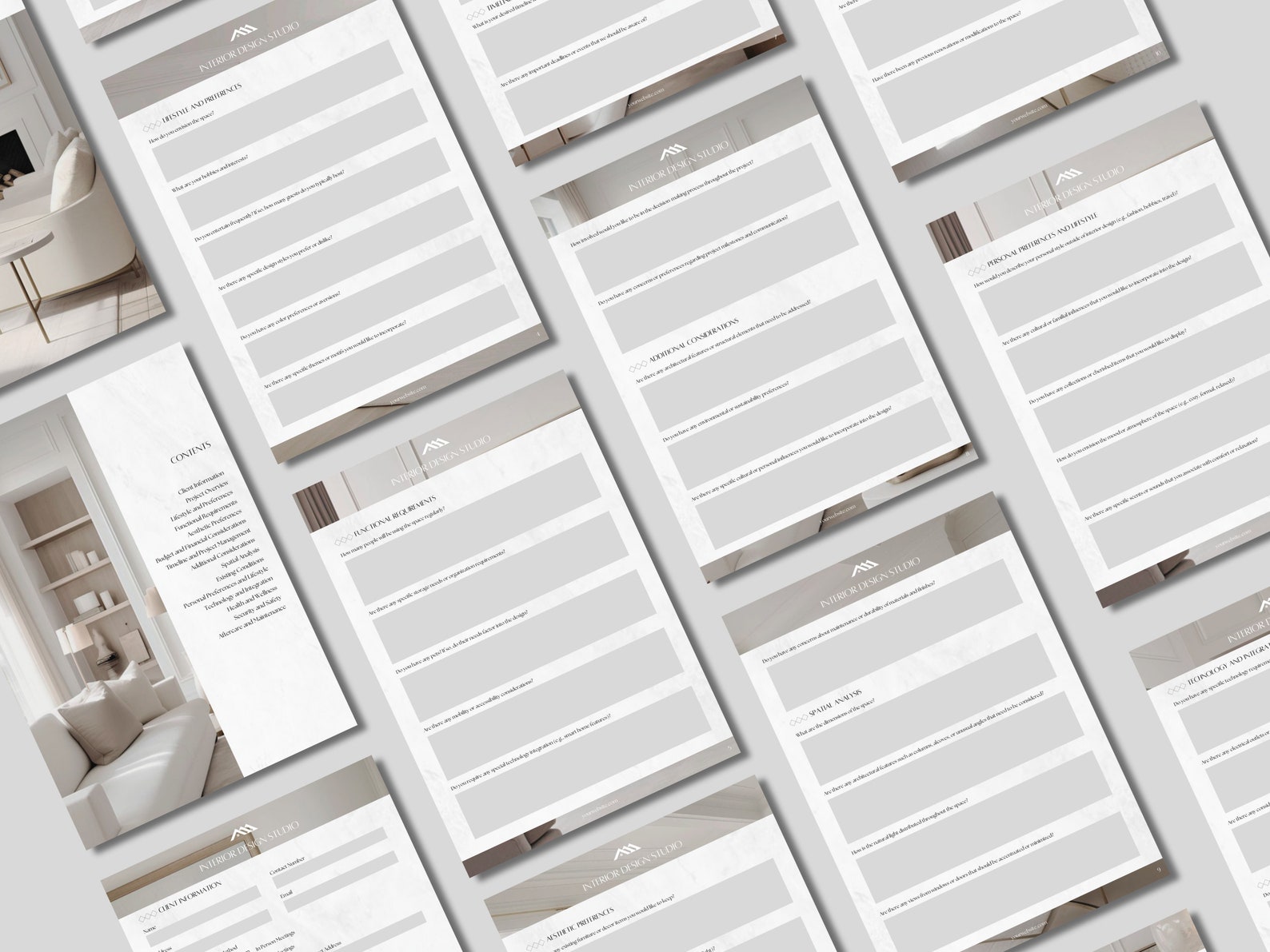 Minimalist Gray Interior Design Client Consultation Guide Template ...