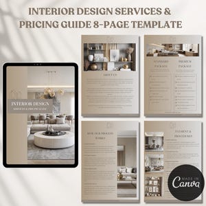 Innenarchitektur-Services und Preisgestaltungs-Leitfaden, Präsentation von Kundenvorschlägen, E-Design-Vorschlag, Innenarchitekturstudio, Innenarchitektur-Leitfaden