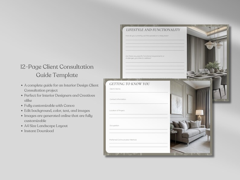Modern Green Interior Design Client Consultation Guide Template Client ...