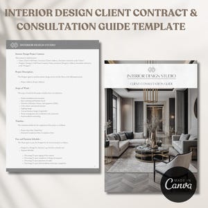 Modern Minimalist Interior Design Client Contract and Client Guide Template Client Onboarding Project Management Interior Design Proposal