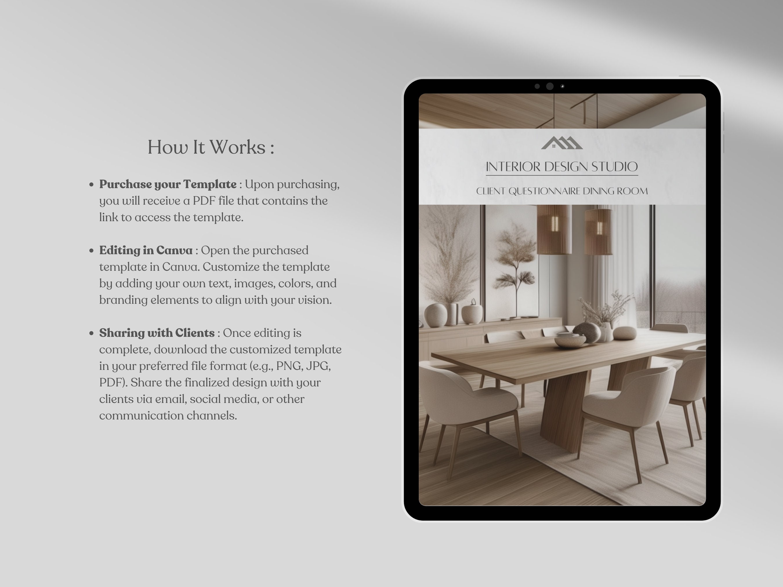 Interior Design Client Questionnaire Dining Room Template Client ...