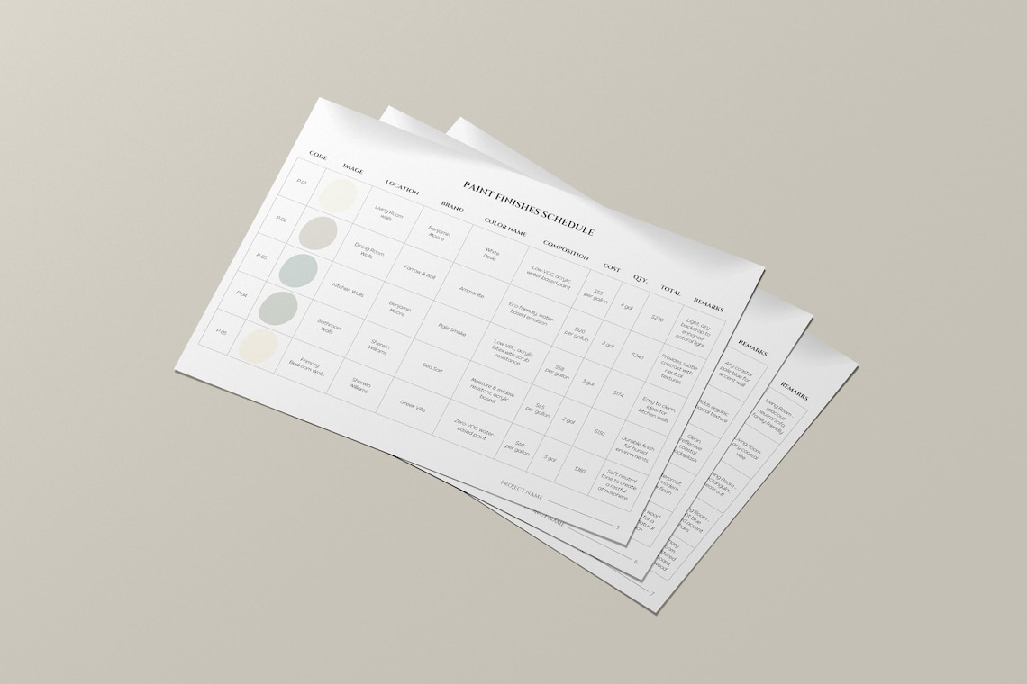 Ffe Item Schedule Interior Design FF&E Schedule Template, Furniture and Finishes Schedule ...