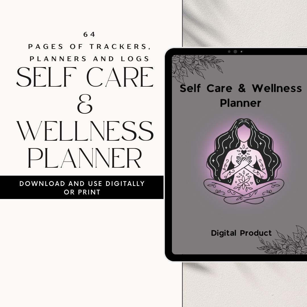 Self Care Planner Printable - 64 Page Wellness Journal - Mental Health ...
