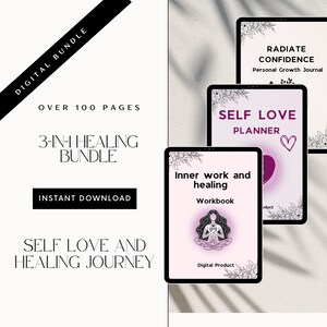 Trauma and Self-Healing Bundle for Women – 3 Planners for Trauma Recovery, Self-Love and Confidence |Mental Health Workbook Set|