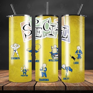 Fallout SPECIAL Tumbler. SPECIAL Team Pip-Boy Abilities Design. PipBoy Fallout gift.