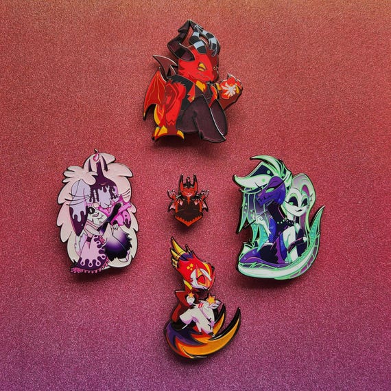 Helluvaboss Skull Inp Pin Set ヘルヴァボス ピンズ Hazbin Hotel Spooky Skulls Glow in the Dark Hard Enamel Pins - Etsy