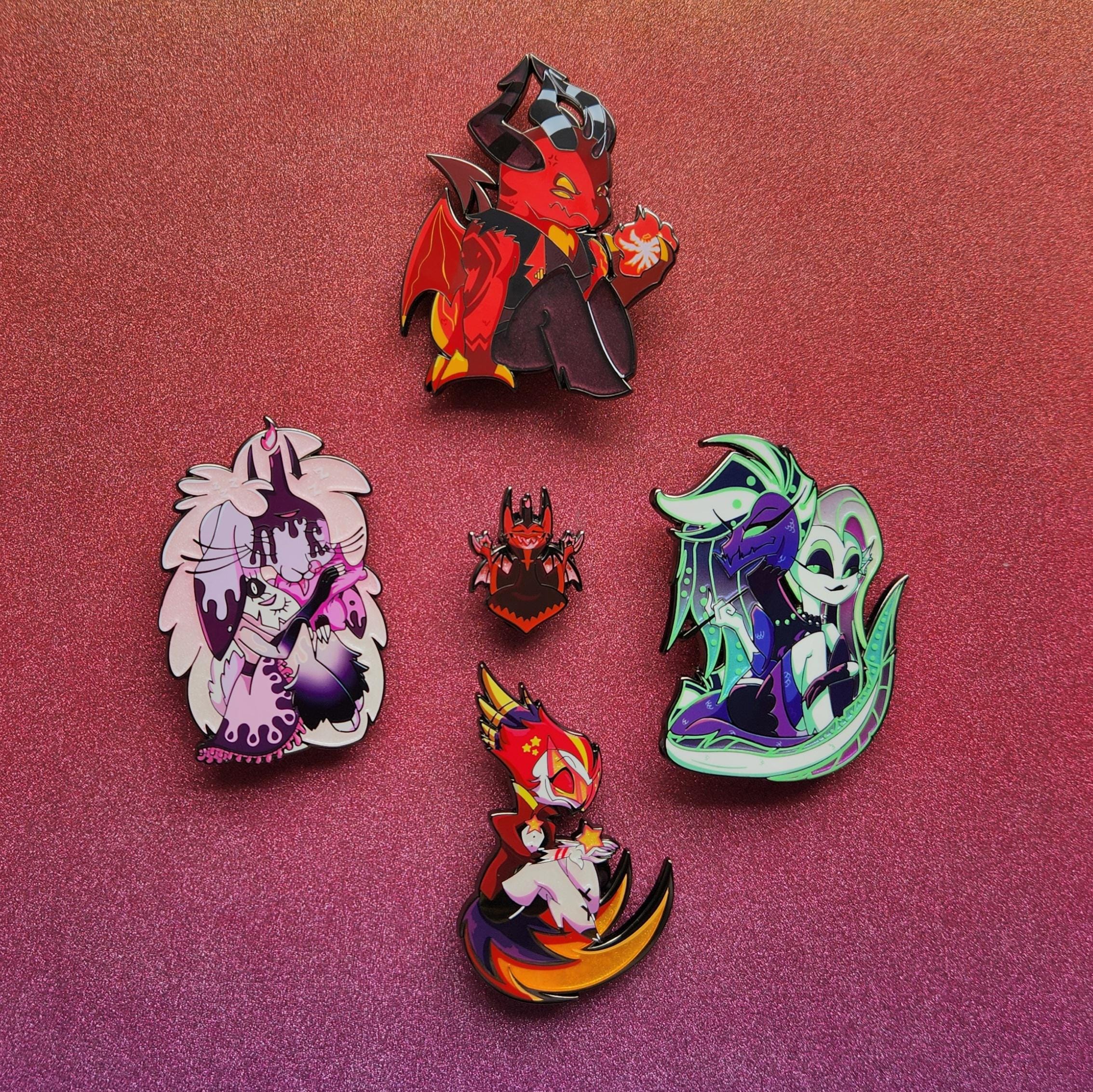 Helluva Boss Sins Enamel Pin Set: Satan, Belphegor, Leviathan