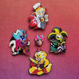 Masterminds Wave 2 - Sins Enamel Pin Set: Lucifer, Asmodeus, Beezlebub, Mammon w/Full set Fizzarolli Freebie