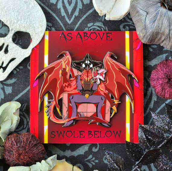 Helluva Boss as Above Swole Below Satan Enamel Pin W/ Optional