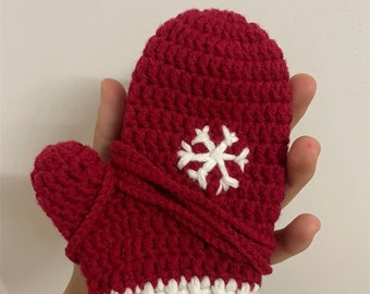 Stylish red warm gloves, crochet winter gloves, warm gloves