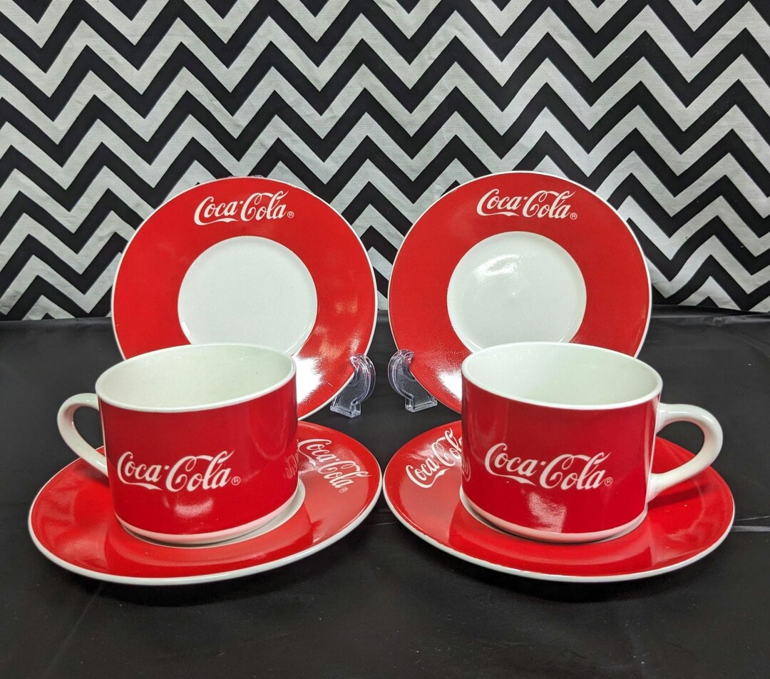 Vintage Coca-cola Brand Ceramic Coffee Cups 2 and Saucers 4 - Etsy