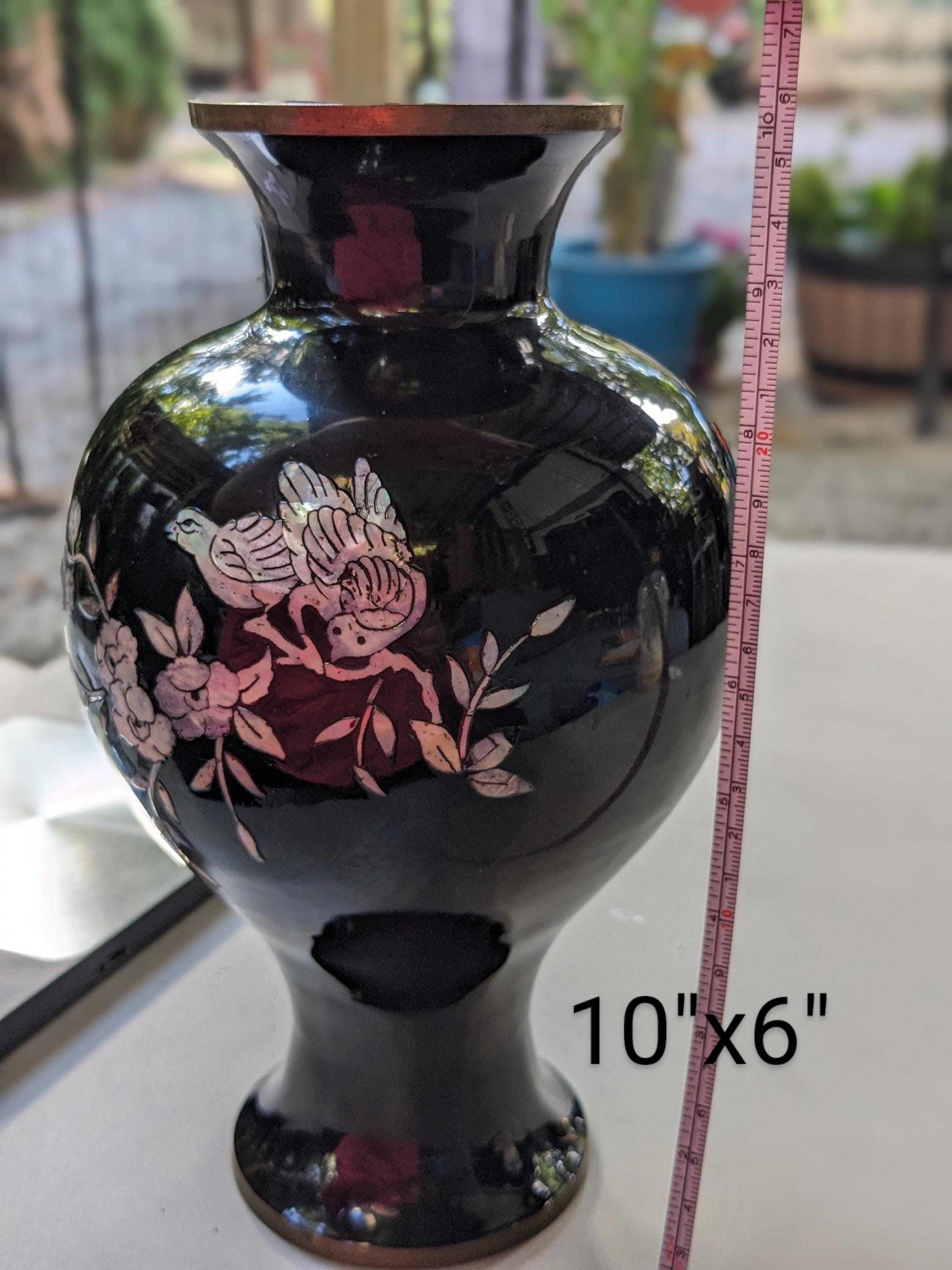 お歳暮 2024 Floral Pearl of Mother Inlay Black and Brass Korean Vintage 工芸品