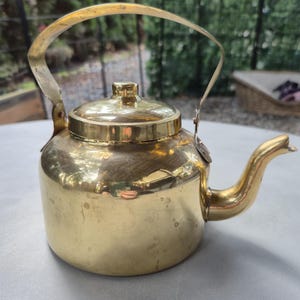 Rare Mid-Century Vintage Brass Tea Kettle Pot |Made In India|
