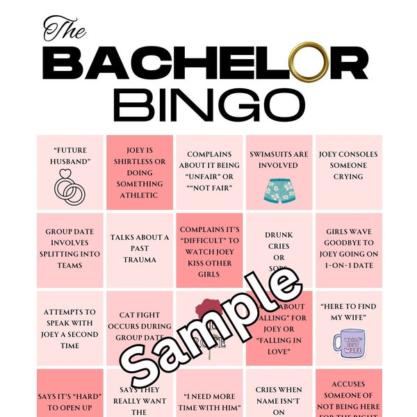 The Bachelor Games | The Bachelor Bingo Game | The Bachelor Viewing Party