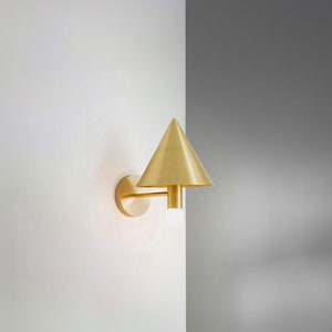 Classic Raw Brass Bathroom Sconce Light, Small Cone Vanity Lighting Fixture, Powder Room Brass Wall Lamp, Modern Bathroom Vanity Wall Light