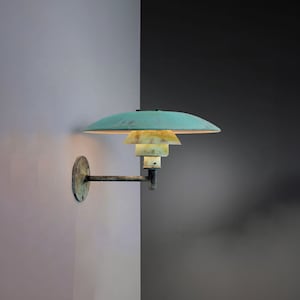 Green Copper Outdoor Sconce Lighting, Large Industrial Wall Lamp, Oxidized Patina Outdoor Copper Wall Sconce, Farmhouse Exterior Wall Light