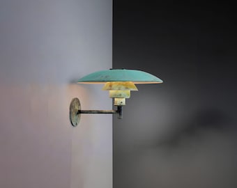 Green Copper Outdoor Sconce Lighting, Large Industrial Wall Lamp, Oxidized Patina Outdoor Copper Wall Sconce, Farmhouse Exterior Wall Light