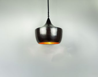 Large Black Kitchen Island Pendant Lights Fixture, Industrial Copper Kitchen Pendant Lamp, Hammered Copper Pendant Kitchen Lamps Island