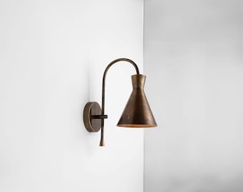 Italian Bedroom Sconce Lighting, Mid Century Bedroom Brass Wall Sconce, Modern Bedside Wall Light, Unique Handmade Indoor Brass Wall Lamp