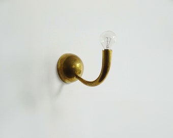 Unique Small Brass Bedroom Sconce Lighting, Handmade Brass Bedside Wall Light Fixture, Mid Century Modern Italian Brass Wall Sconce Lamp