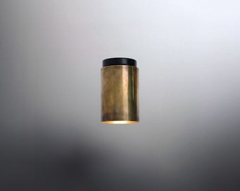 Brass Cylinder Flush Mount Lighting, Mid Century Modern Brass Downlight, Brass Directional Ceiling Spot Light, Tube Brass Ceiling Lamps