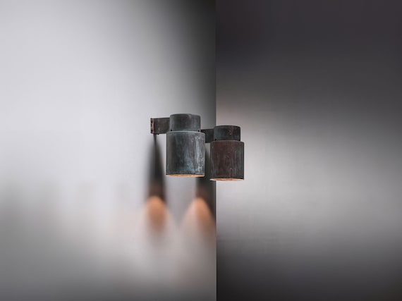 Industrial Copper Sconce Lighting Fixture, Oxidized Green Patina Copper Wall Sconce, Handmade Indoor Wall Lamp, Rustic Copper Wall Light