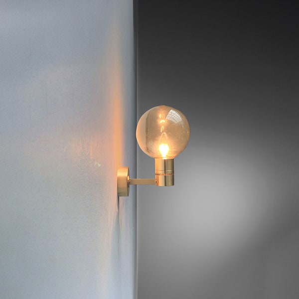 Scandinavian Vanity Lighting Fixture, Mid Century Aged Brass Wall Sconce, Swedish Bathroom Brass Wall Lamp, Bathroom Vanity Wall Light