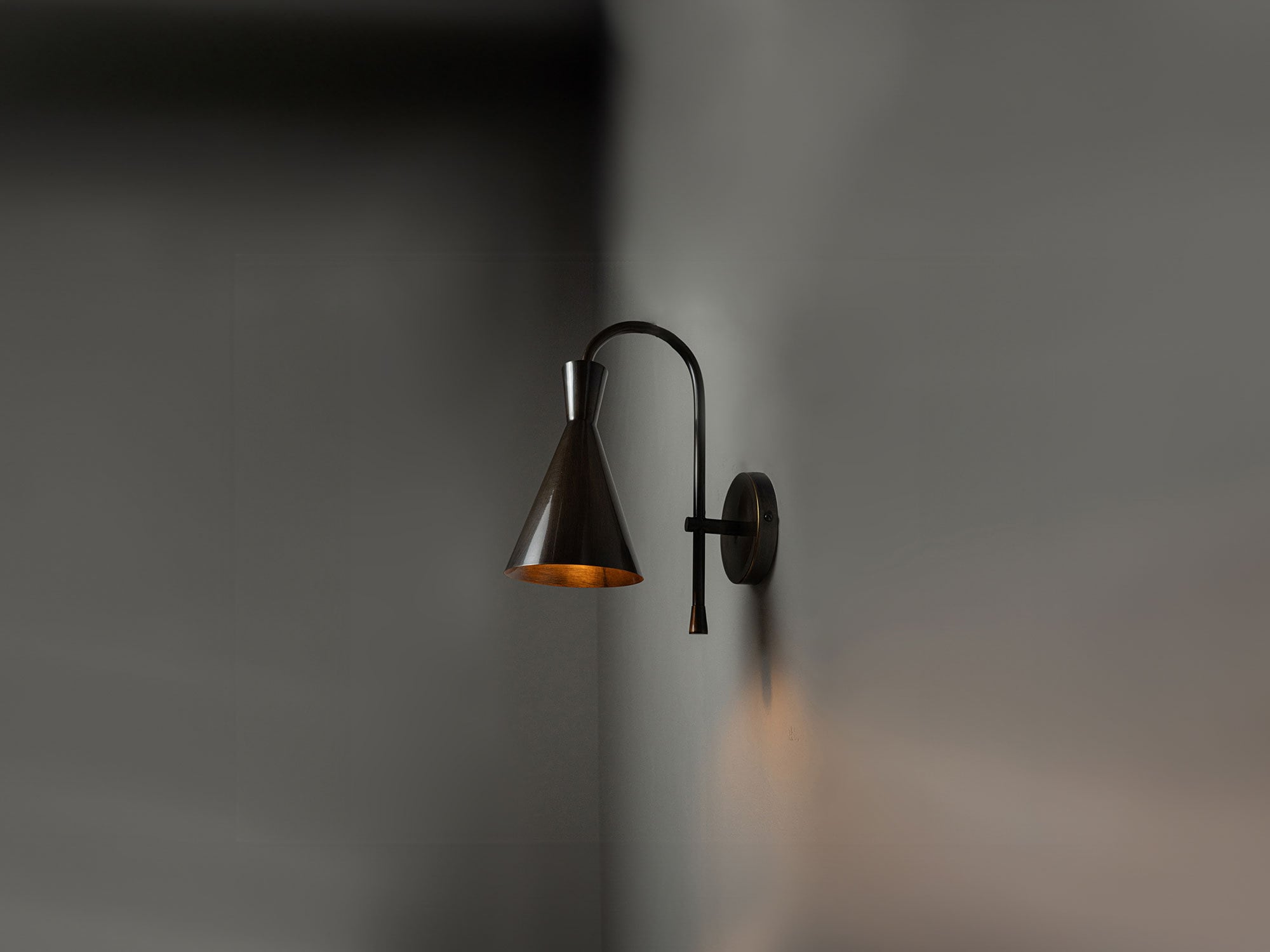 Mid-Century Italian Brass Wall Sconce – Bedroom Lighting With Cone Shade