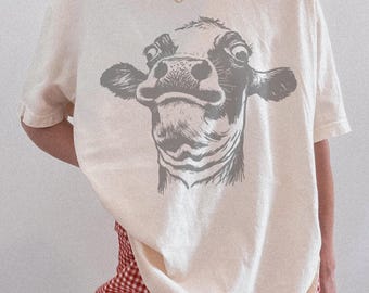 Hilarious Cow Shirt, Funny Vintage Cow Graphic Tee, Farm Animal Shirt, Cow Lover Gift, Country Western Ranch Tee