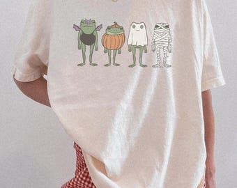 Halloween Frog Shirt, Cute Spooky Frog Costume Tee, Adorable Ghost Pumpkin Vampire Mummy Frogs, Kawaii Fall Shirt, Frog Lover Gift