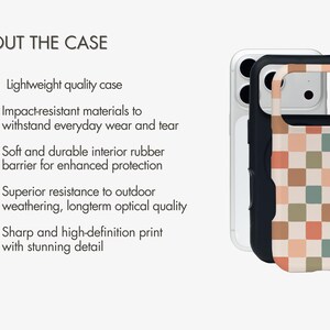 Personalized Retro Aesthetic Plaid Phone Case, Fall Checkered iPhone MagSafe Compatible Cover, Preppy Soft Girl Accessory Gift image 10