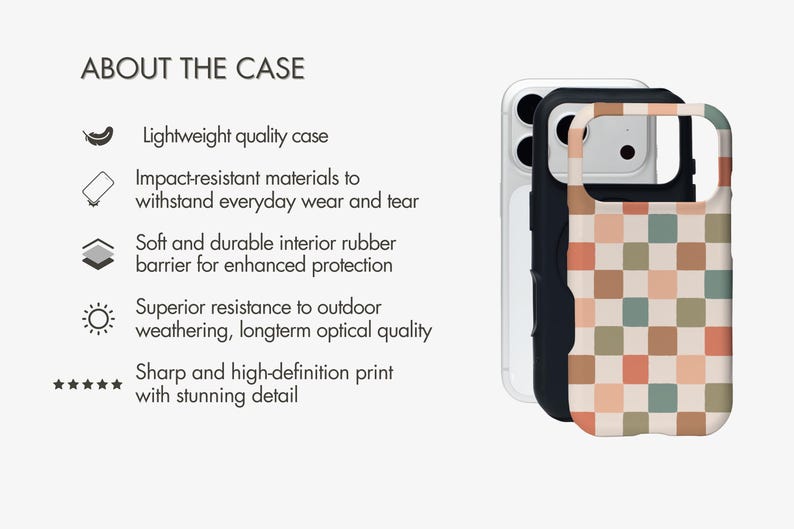 Personalized Retro Aesthetic Plaid Phone Case, Fall Checkered iPhone MagSafe Compatible Cover, Preppy Soft Girl Accessory Gift image 10