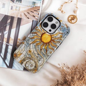Sun Mosaic Phone Case: Stained Glass Celestial MagSafe Cover image 1