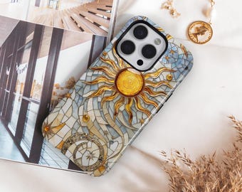 Sun Mosaic Phone Case: Stained Glass Celestial MagSafe Cover