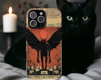 Mothman-telefonskal, mörk fantasy-kryptidkonst, iPhone MagSafe-kompatibelt skal
